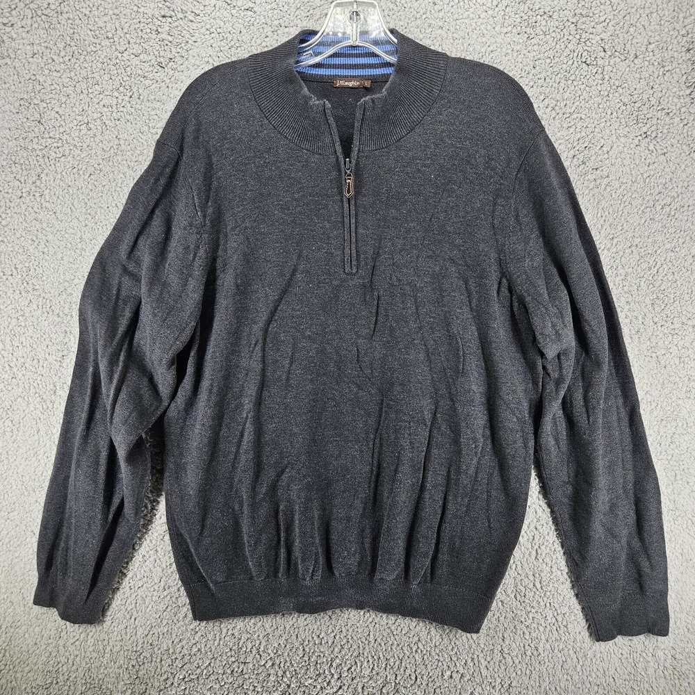 J. McLaughlin Long Sleeve Jumper‎ Pullover Sweater Men's L Black Quarter 1/4 Zip
